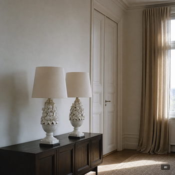 Table lamps, a pair, porcelain, 20th century.