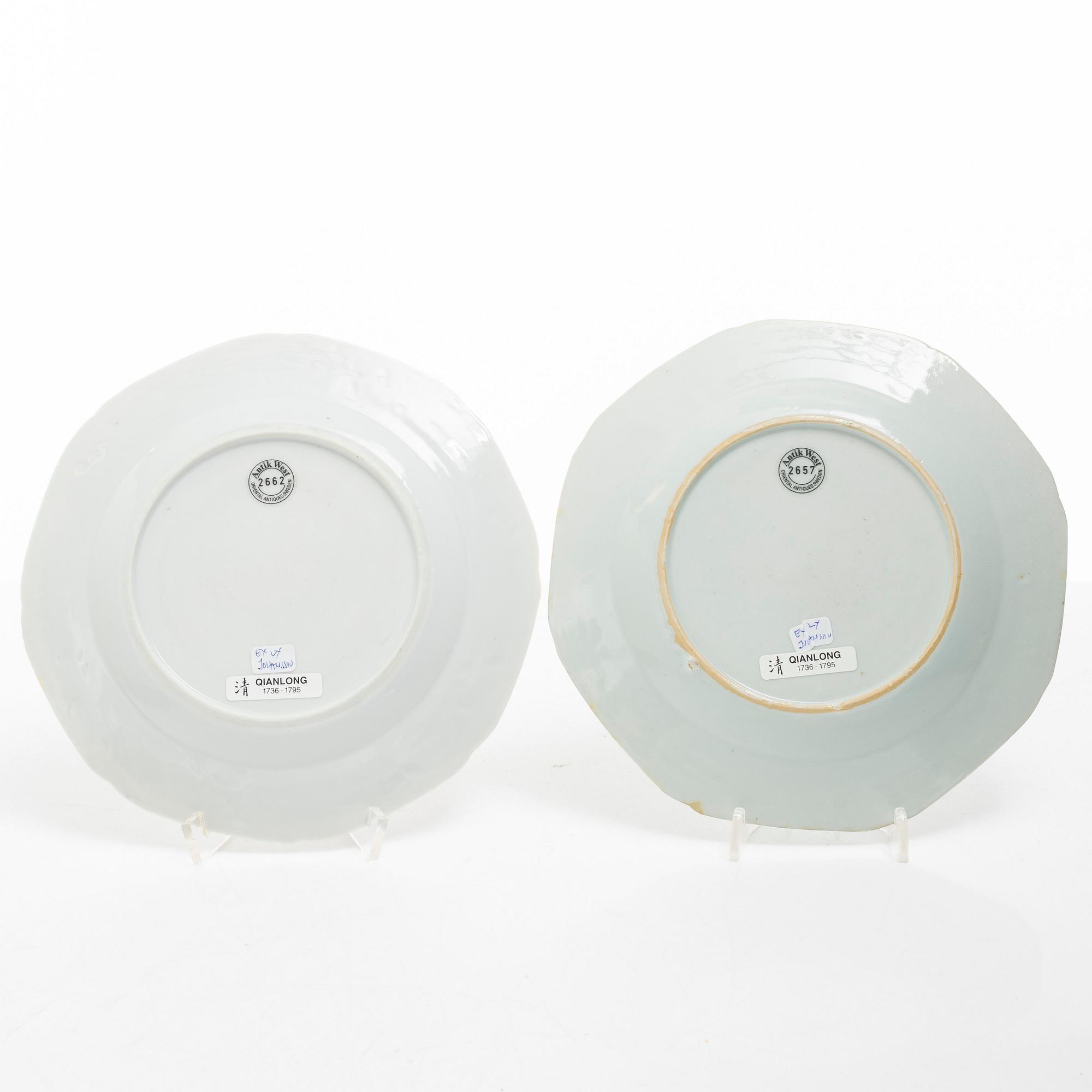 Assietter, 9 st, porslin, Kina, Qianlong (1736-95).