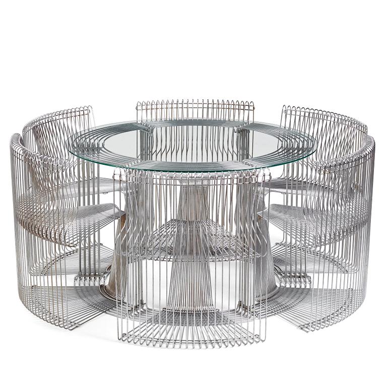 Verner Panton, "Pantonova", matbord och 6 stolar, modell "102 S-G", Fritz Hansen, Danmark 1970-tal.