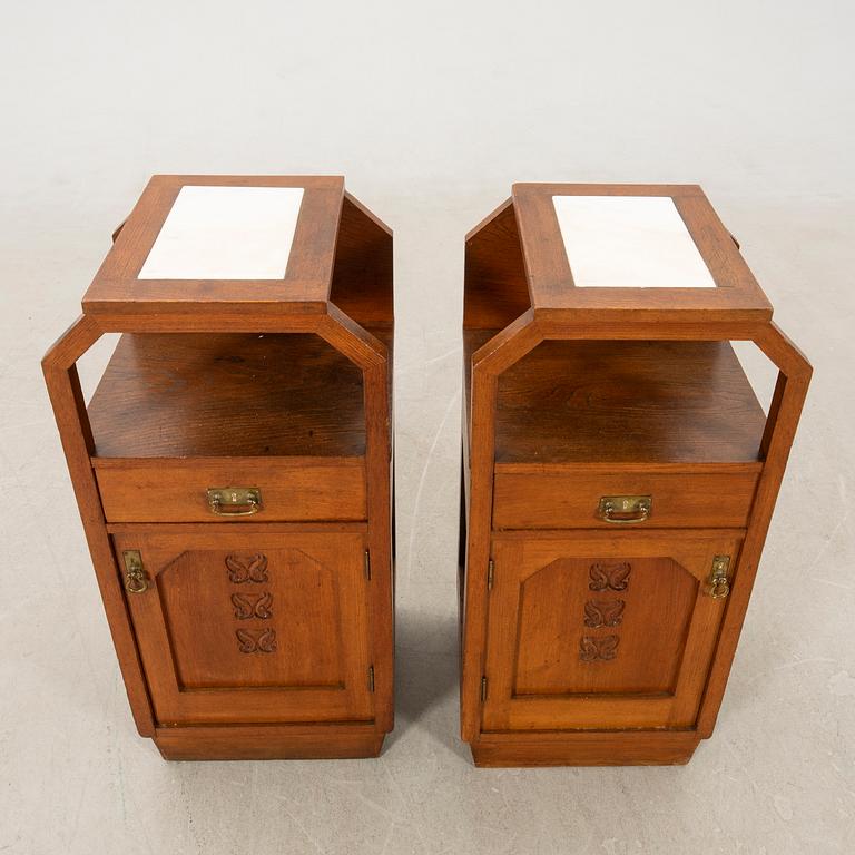 Bedside tables, a pair, early 20th century, Art Nouveau.