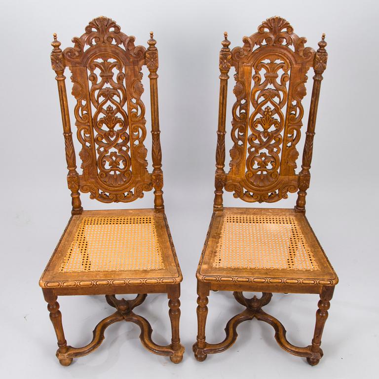 Six late 19th century neo-baroque chairs.