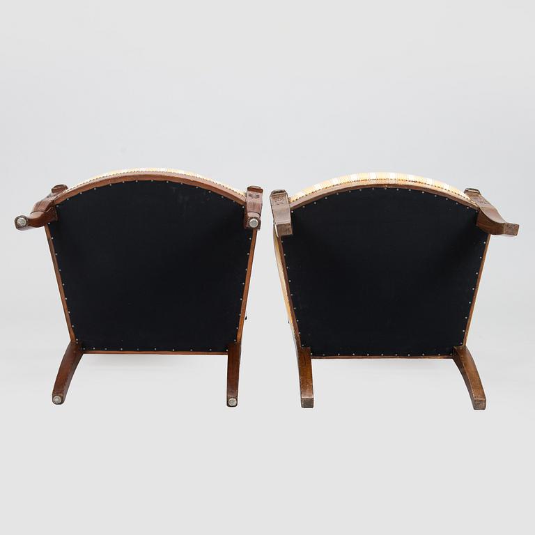 Karmstolar, 2 st, empir, 1820s-30-tal.