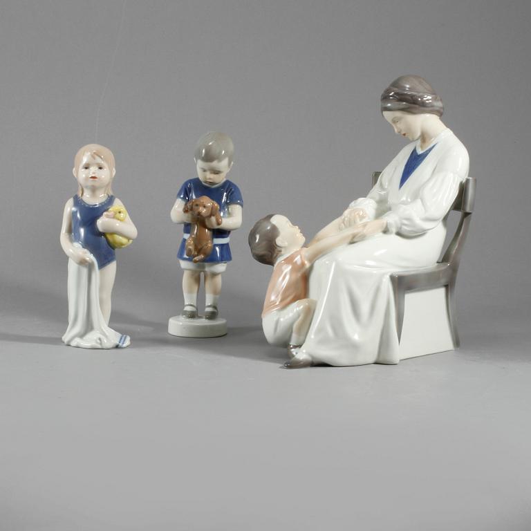 FIGURINER, 3 st, porslin, Royal Copenhagen, Danmark, 1900-tal.