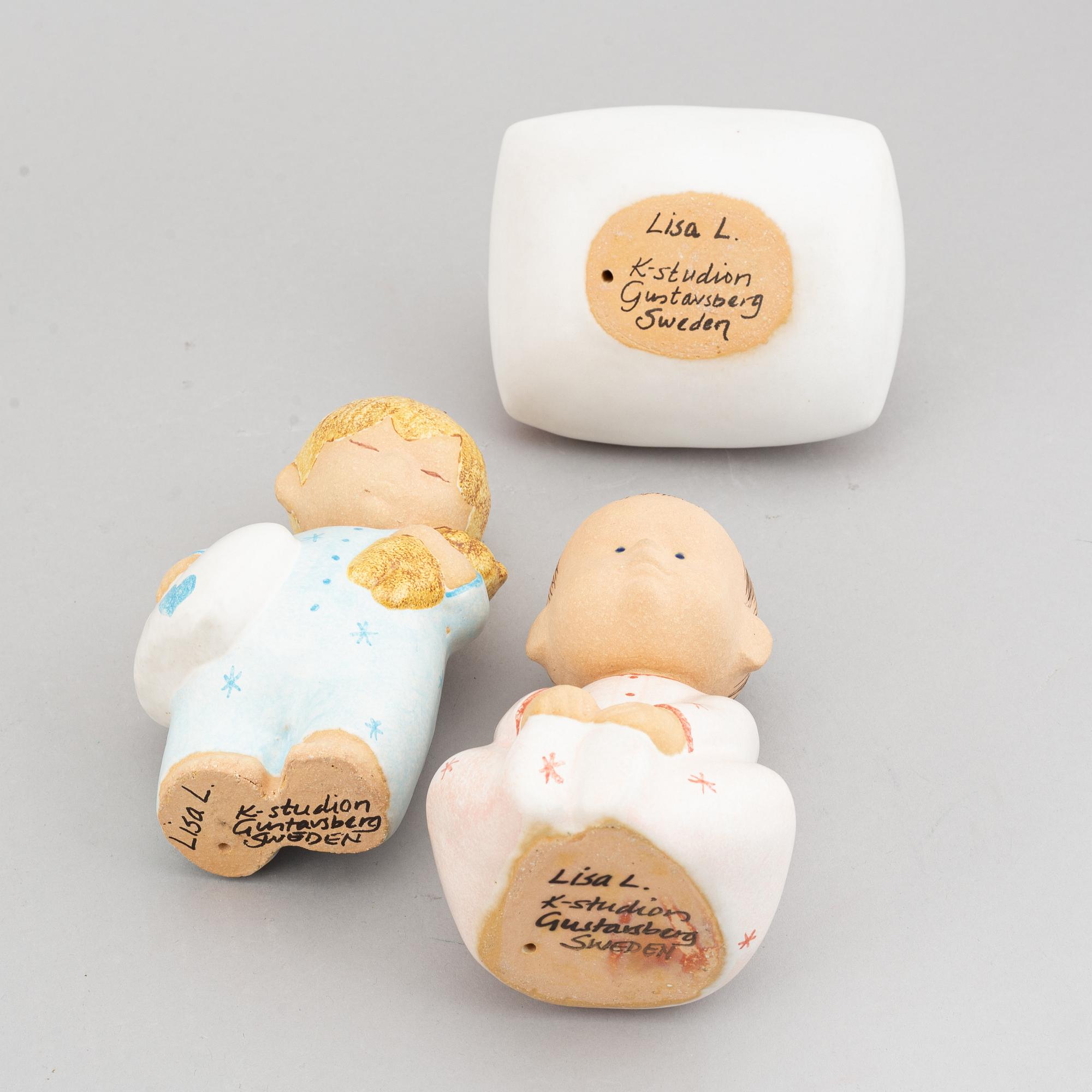 Lisa Larson, eight stoneware figurines, seven for K-Studion, Gustavsberg.