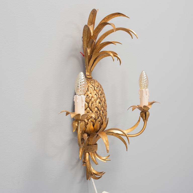 A pineapple-shaped metal wall-lamp, second half of 20th century.