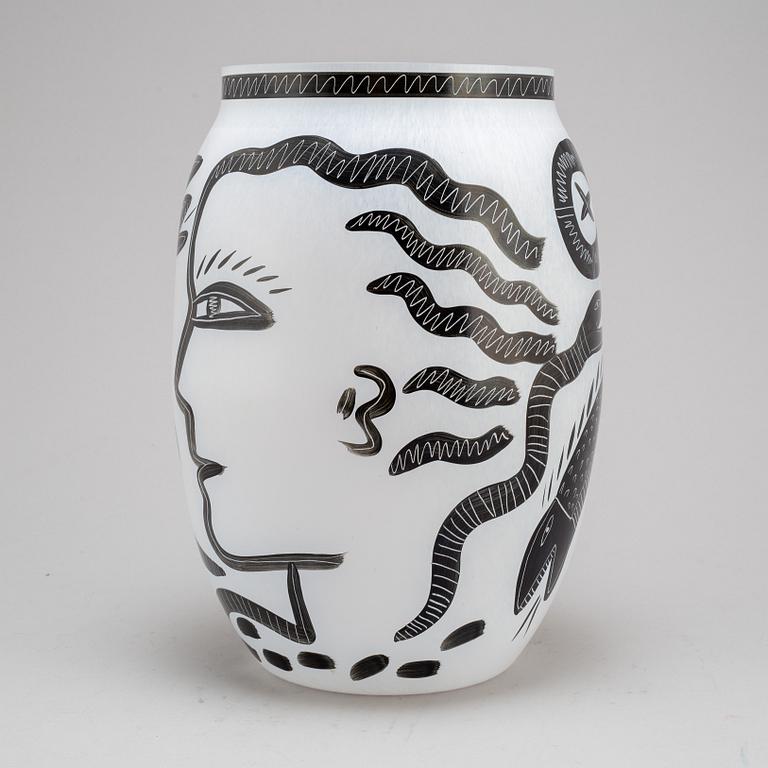 ULRICA HYDMAN-VALLIEN, a glass vase, from Kosta Boda. signed.