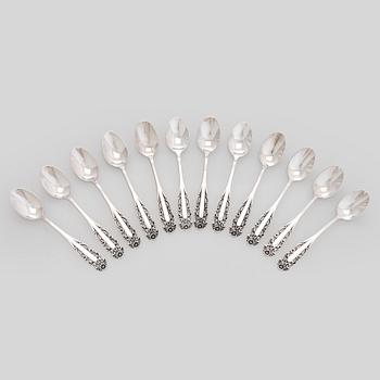 Mockaskedar 12 st, silver,  Svedboms Guldsmeds Ab Hov, Sverige 1950.