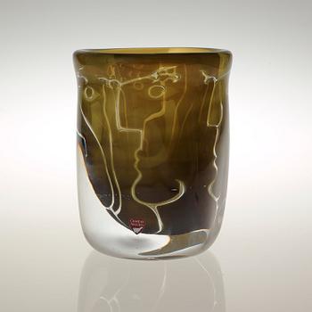 An Ingeborg Lundin ariel glass vase, Orrefors 1984.