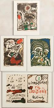 Pierre Alechinsky, "3 litografier till Louisiania" med mapp.