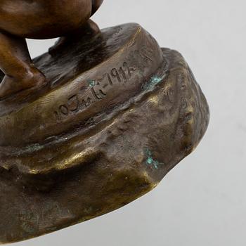ANDERS JENSEN BUNDGAARD, skulptur, brons, monogramsignerad, daterad 10 juli 1912.