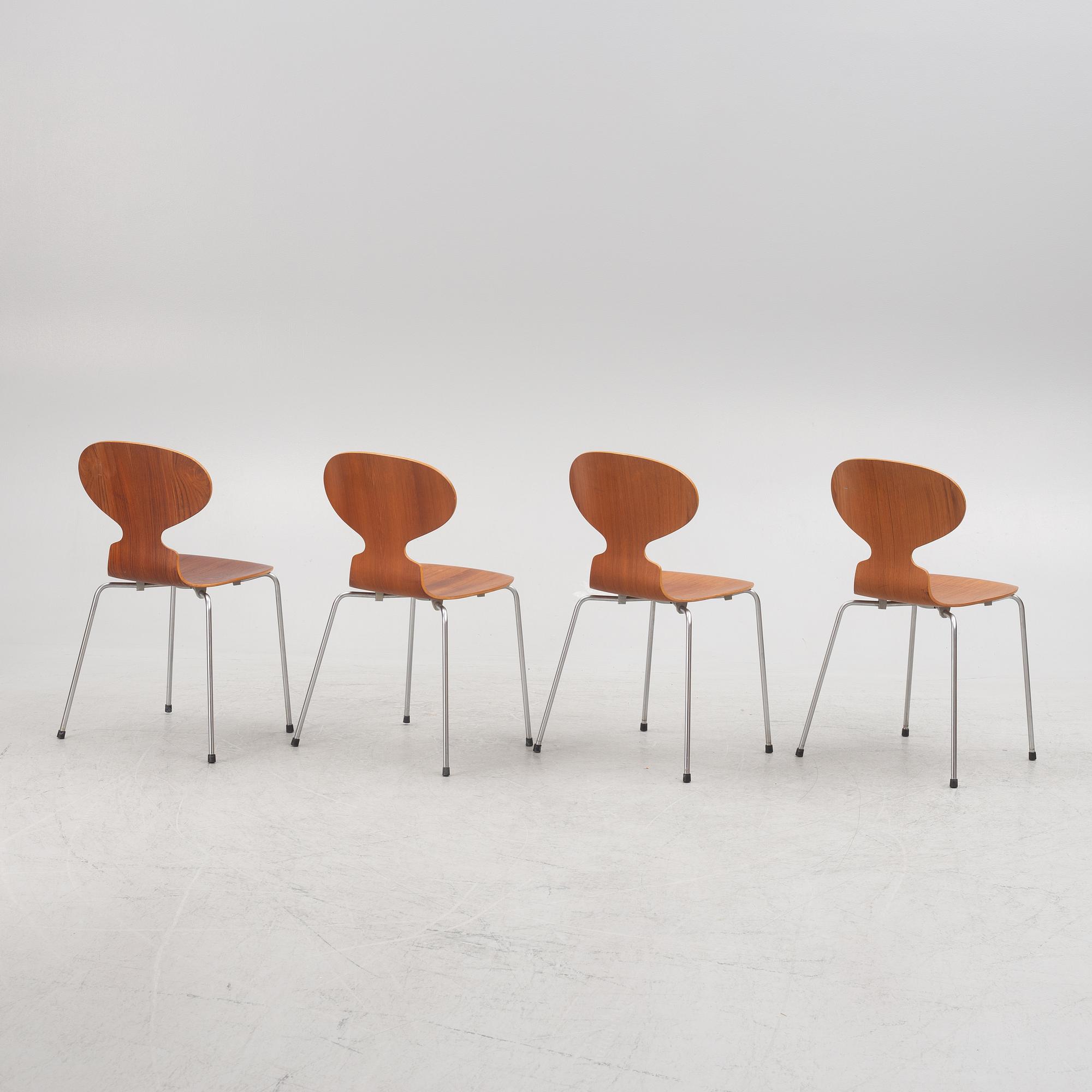 Arne Jacobsen, stolar, 4 st, "Myran", Fritz Hansen, Danmark 1963-64.