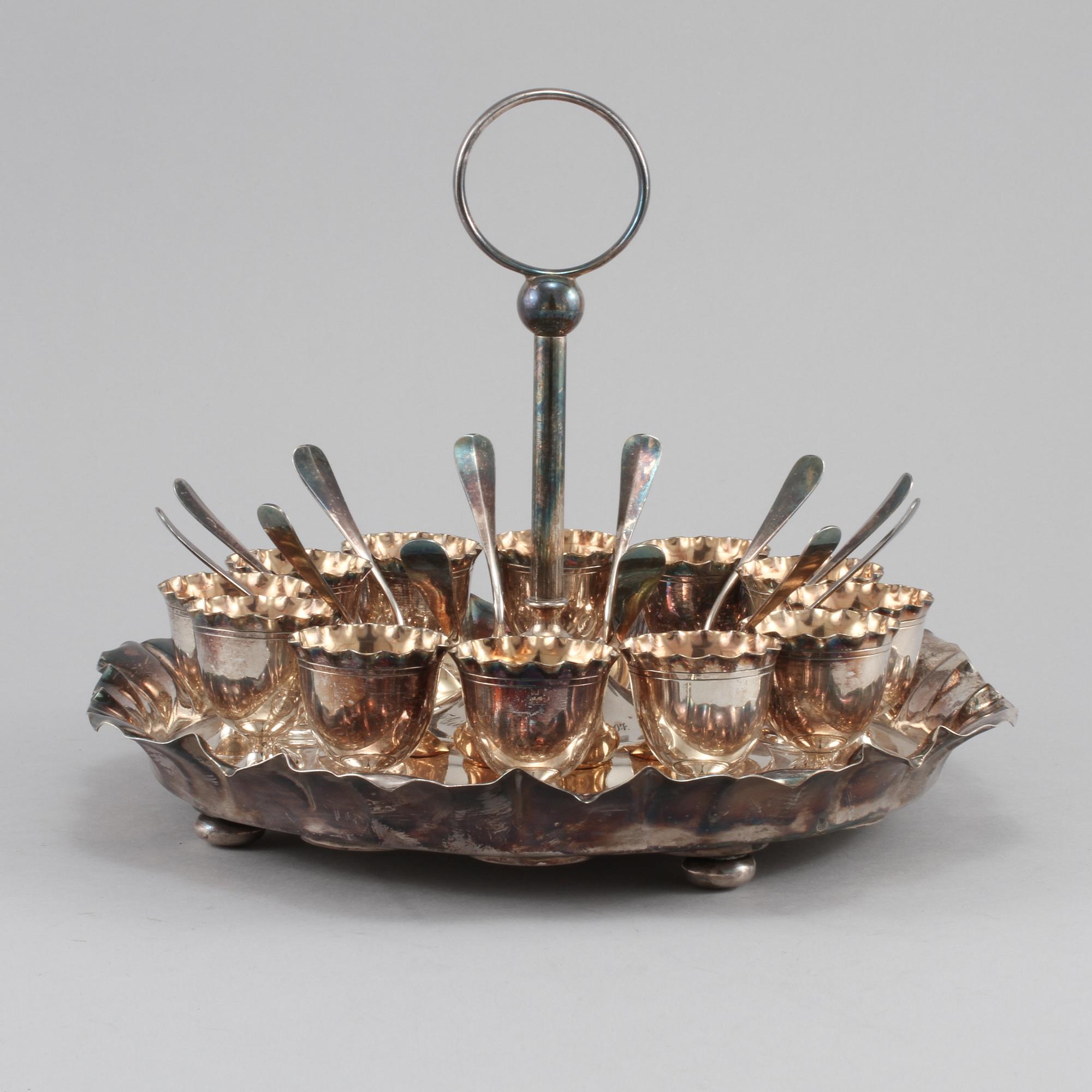 ÄGGSERVIS, nysilver, WMF, Tyskland, 1900-talets början.