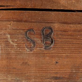 SPEGEL, av Samuel Bomansson (mästare i Stockholm 1756-71, änkan drev verkstaden till 1780-talet). Transition.