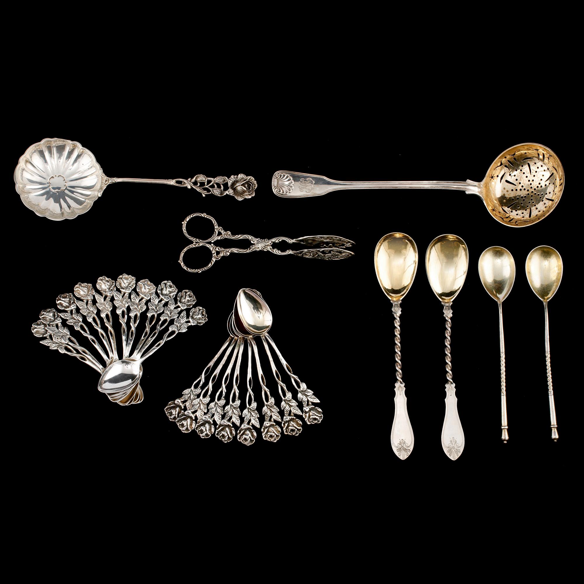 PARTI SILVER, 25 st, 1800/1900-tal. Vikt 430 g.
