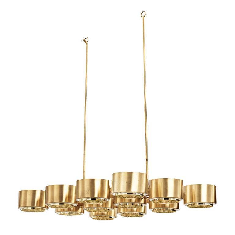 Hans-Agne Jakobsson, a model "T 363/12" twelve lights ceiling lamp, Markaryd, Sweden 1960-70's.