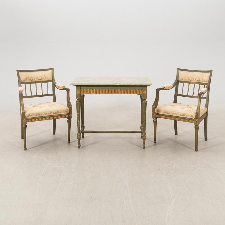 Salon group 3 pcs Gustavian style first half of the 20th century.