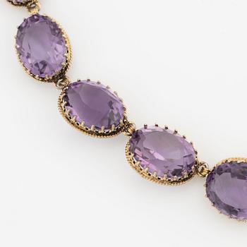 Necklace, rivière with amethysts.