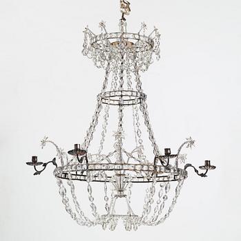 A Louis XVI-style six-light candelier, Bohemia, late 18th century.