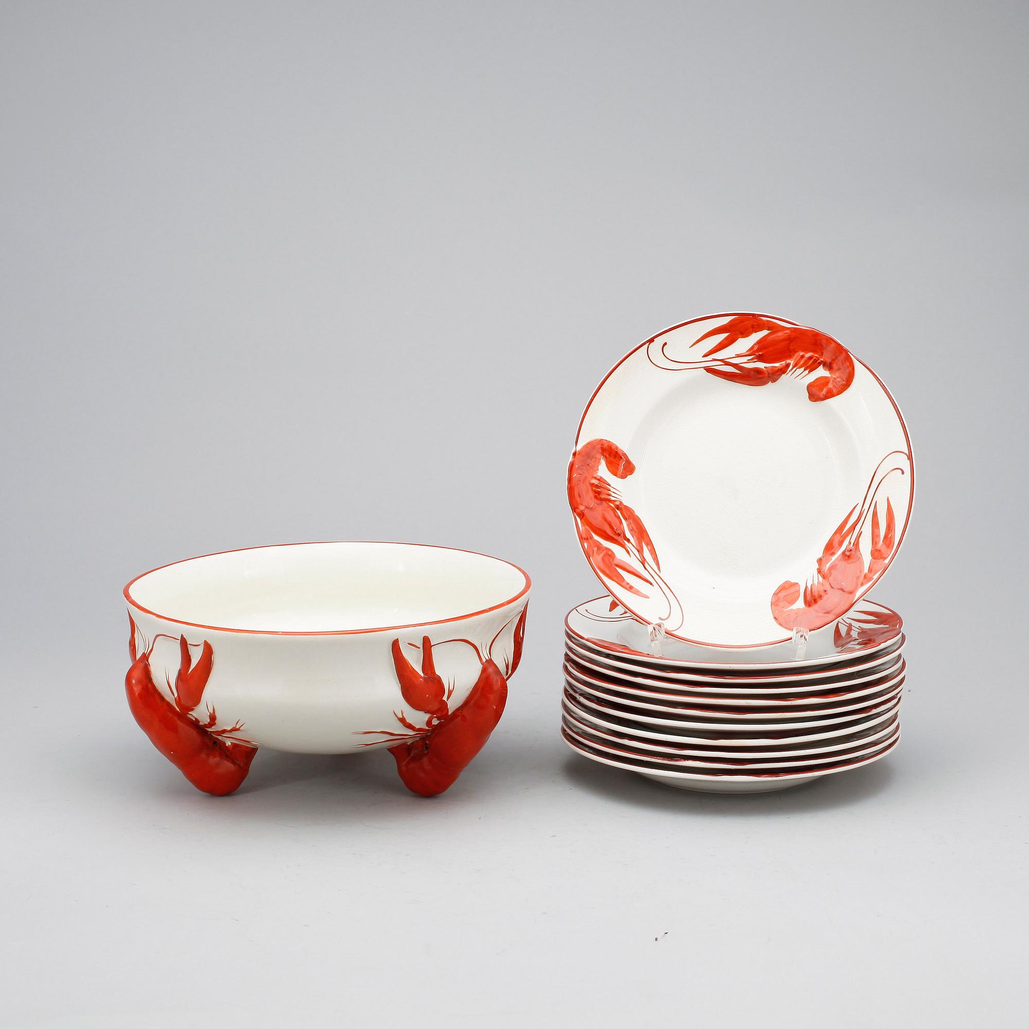 KRÄFTSERVISDELAR, 12 st, flintgods, Alf Wallander, Rörstrand.