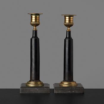 120. A pair of late Gustavian circa 1800 candlesticks, Wedevåg.