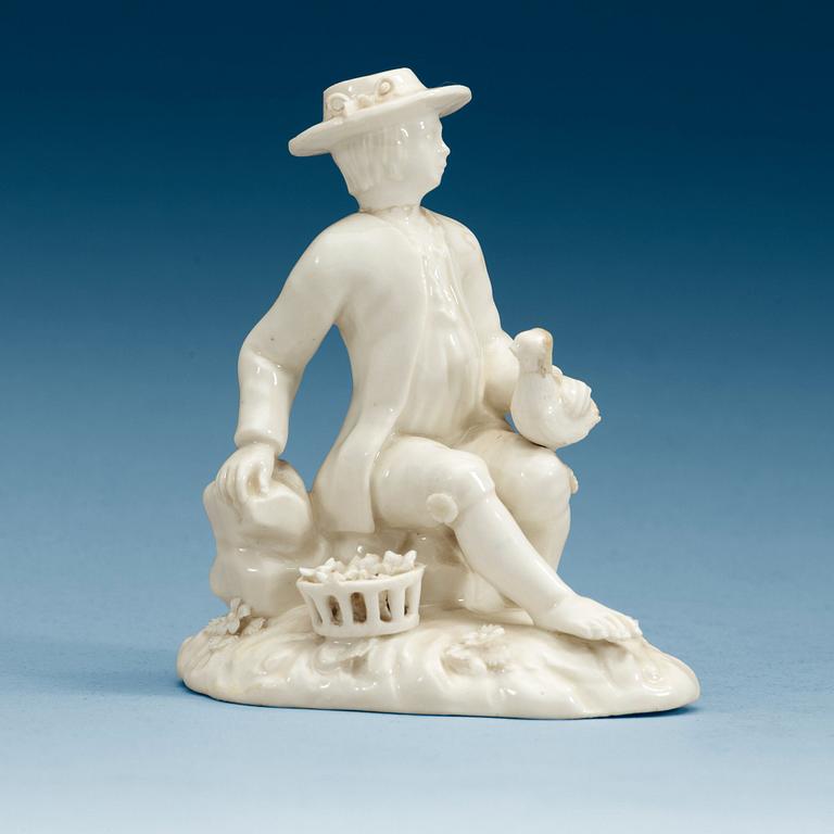 A Swedish Marieberg soft paste figure of a shepherd, 18th Century.