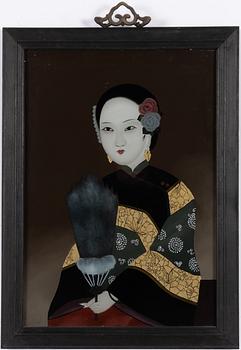 A Chinese reverse glass painting, 20th century.