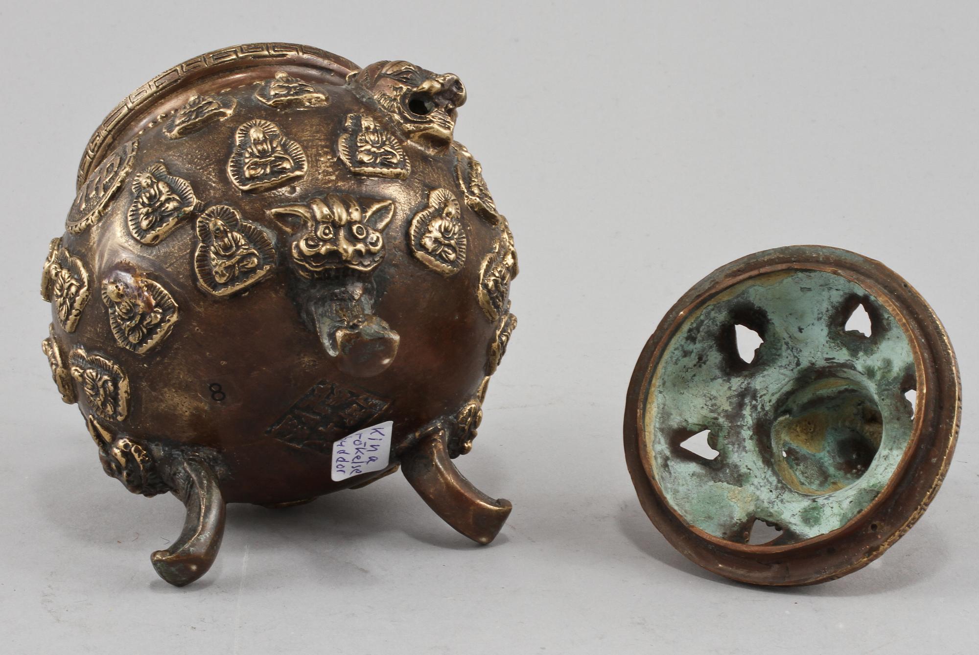 RÖKELSEKAR, brons, Kina, 1900-tal.