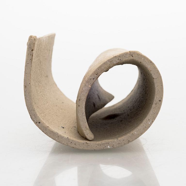 Kyllikki Salmenhaara, a 'Winding' stoneware sculpture, signed KS.