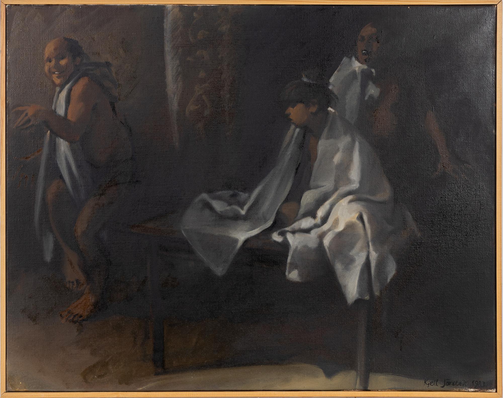 Kjell Jörstedt, oila on canvas, signed and dated 1983.