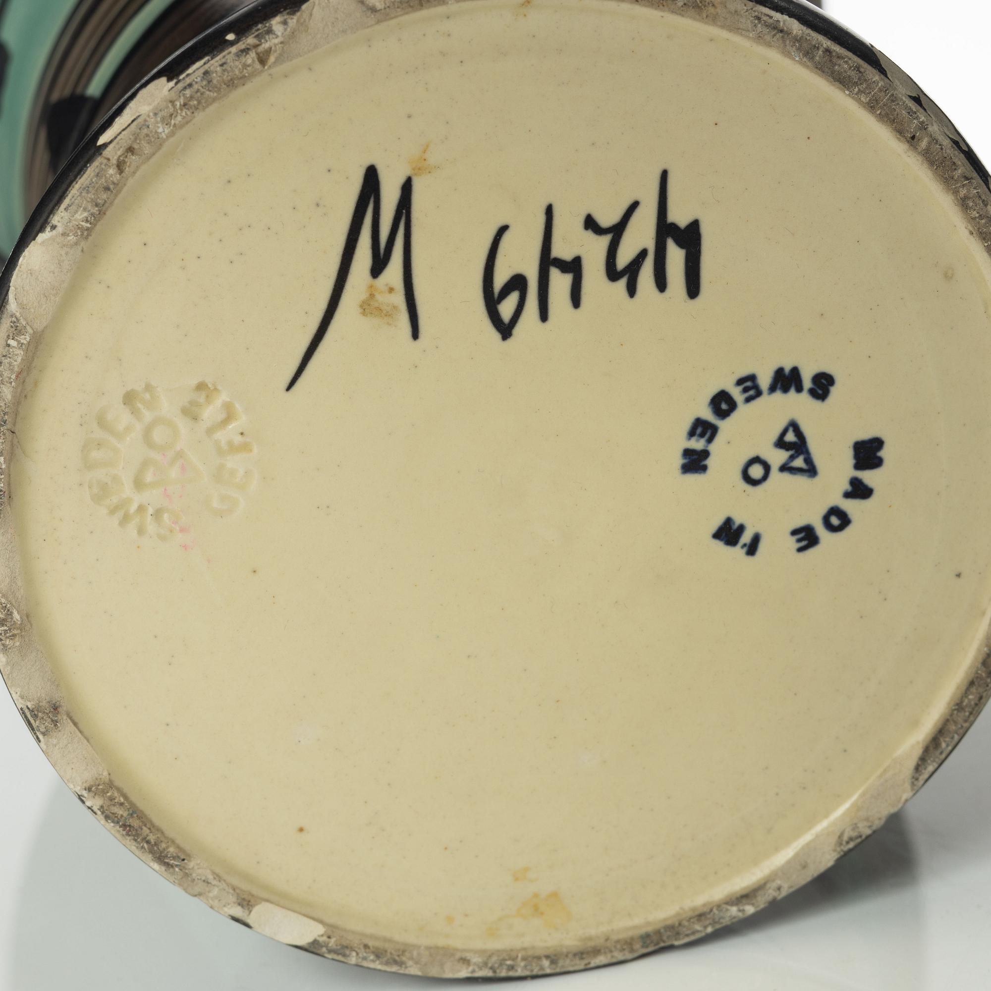 Margareta "Maggie" Wibom, ceramics, 3 pieces, Bo fajans, Gefle, around 1930.