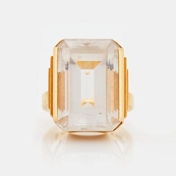 Wiwen Nilsson, an 18K gold ring with faceted rock crystal, Lund, Sweden 1974.