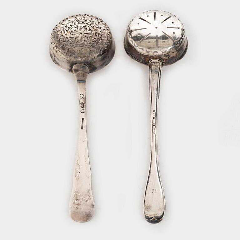 Straining spoons, 2 pcs, silver, Stockholm 1785-1795.