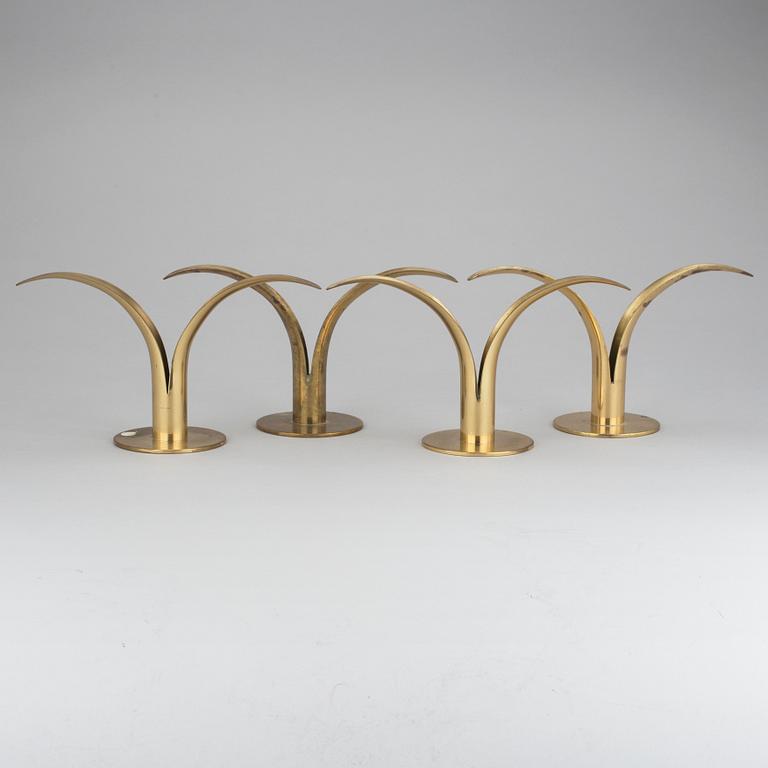 LJUSSTAKAR, 4 st, mässing, "Liljan", Ivar Ålenius Björk för Ystad-Metall.