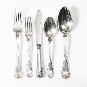 A Swedish silver cutlery service, model "Gammal fransk", including with mark of G Möllenborg, Stockholm 1907 (24 pieces).