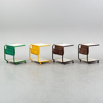 Four 'Strajk' tables on wheels by Thomas Jelinek, IKEA, 1970's.
