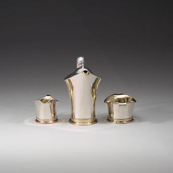 Jacob Ängman, a three pcs of silver coffee service, Guldsmedsaktiebolaget, Stockholm 1940.