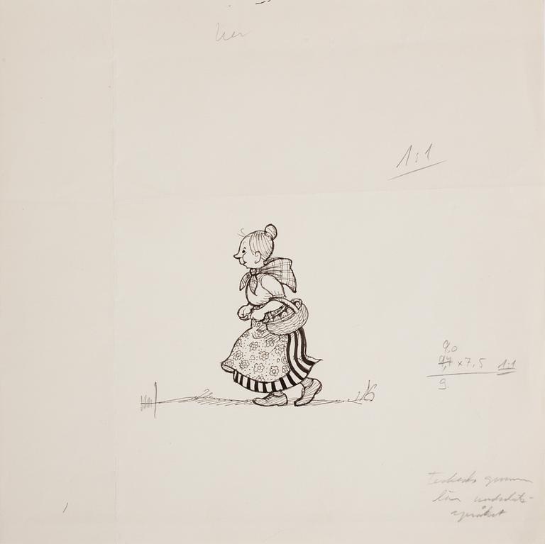 BJÖRN BERG, two ink drawings from "Teskedsgumman". One signed.
