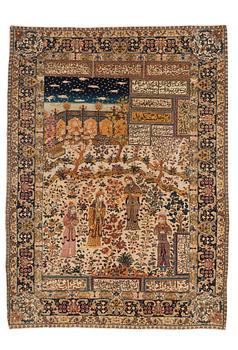 1768. SEMI-ANTIQUE TABRIZ FIGURAL. 191 x 137 cm.