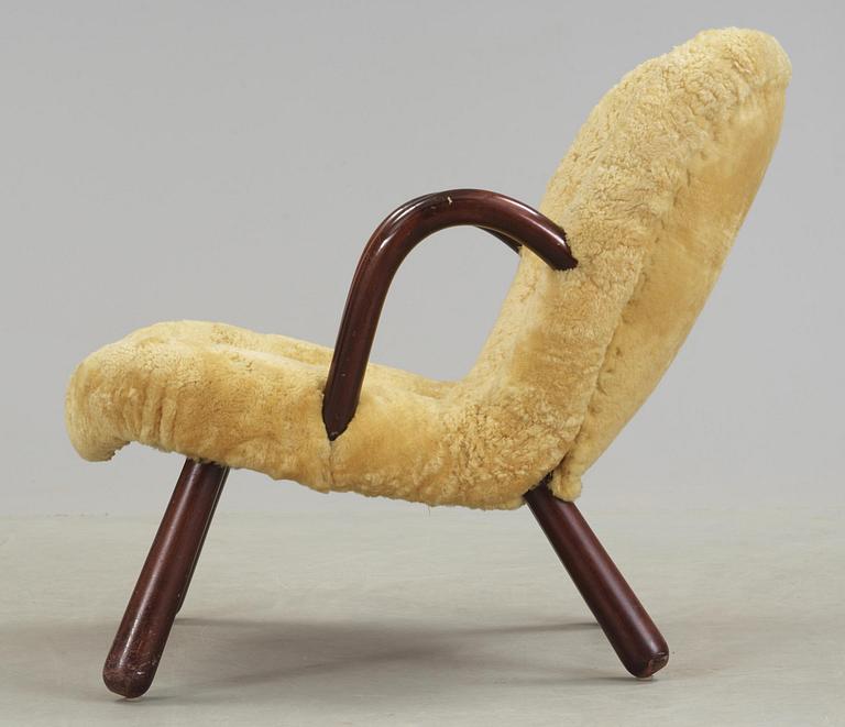 FÅTÖLJ, "Clam Chair" / "Muslinge", Philip Arctander, tillskriven, 1940/50-tal.