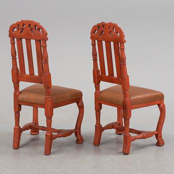 A pair of painted late baroque chairs 18th century.