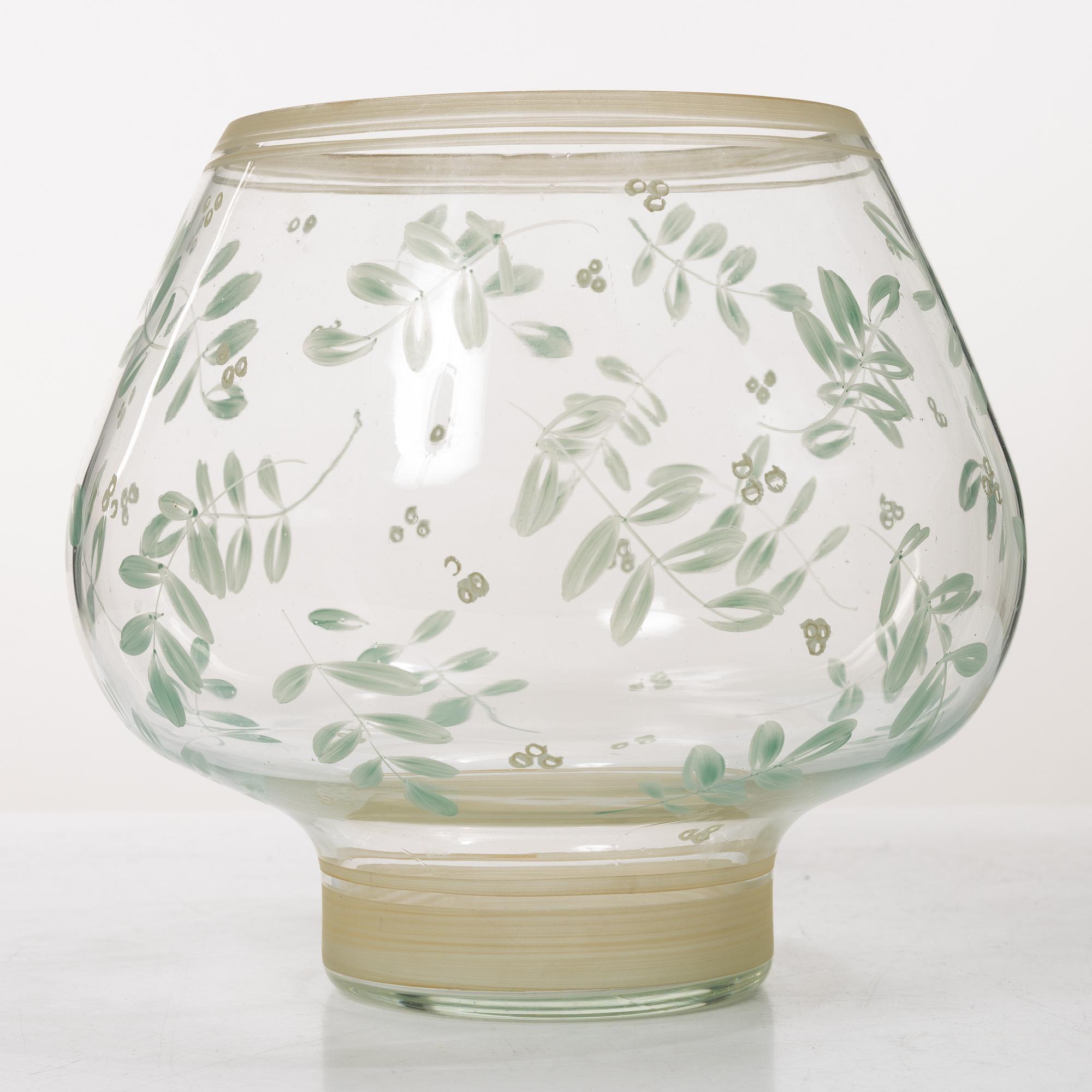 Vase, painted glass, Köklax Glasbruk, Finland 1940s.