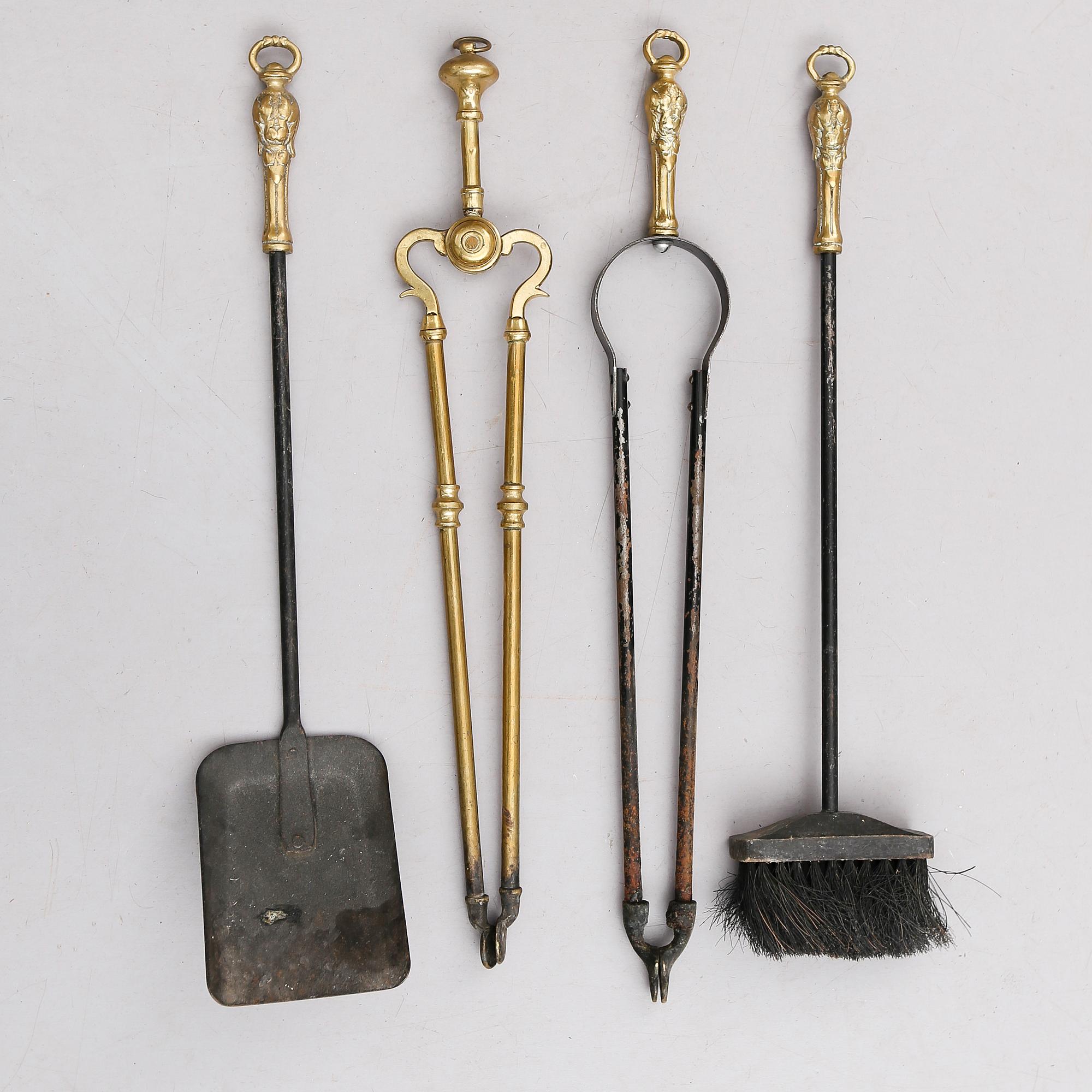 BRASVERKTYG, 4 st,  mässing och smide, 1800-/1900-tal.