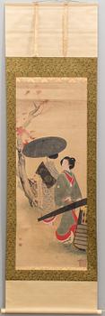 A Japanese hanging scroll, ink and color on paper, 20th century,