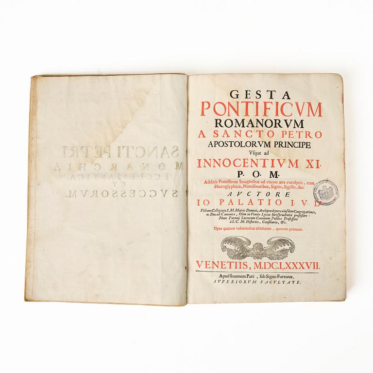 History of the Popes up to and including Innocent XI, born Odescalchi, 1687-90.