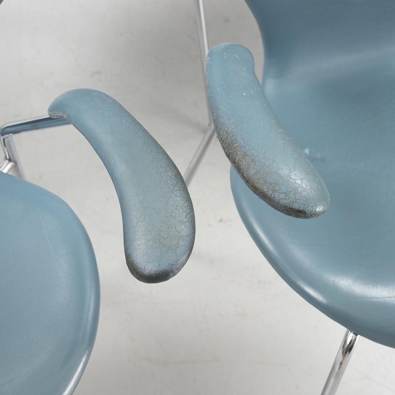 Arne Jacobsen, karmstolar, 5 st, "Sjuan", Fritz Hansen, Danmark, 1980-tal.