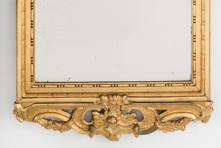 A Swedish Rococo 18th century mirror by Nils Meunier (master in Stockholm 1754-1797).