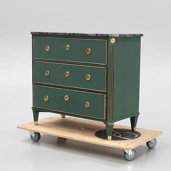 A Gustavian style chest of drawers, around the year 1900.