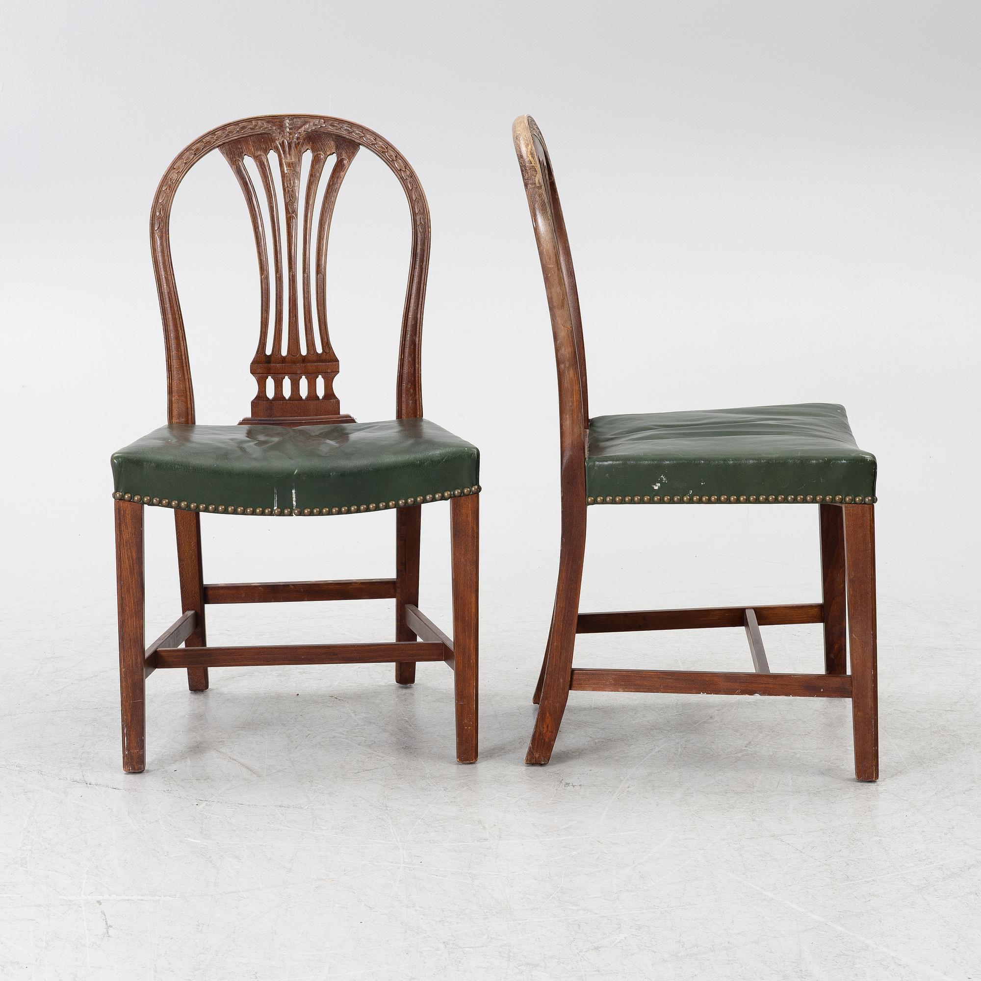 Six chairs, Gustavian style, mid-20th century.