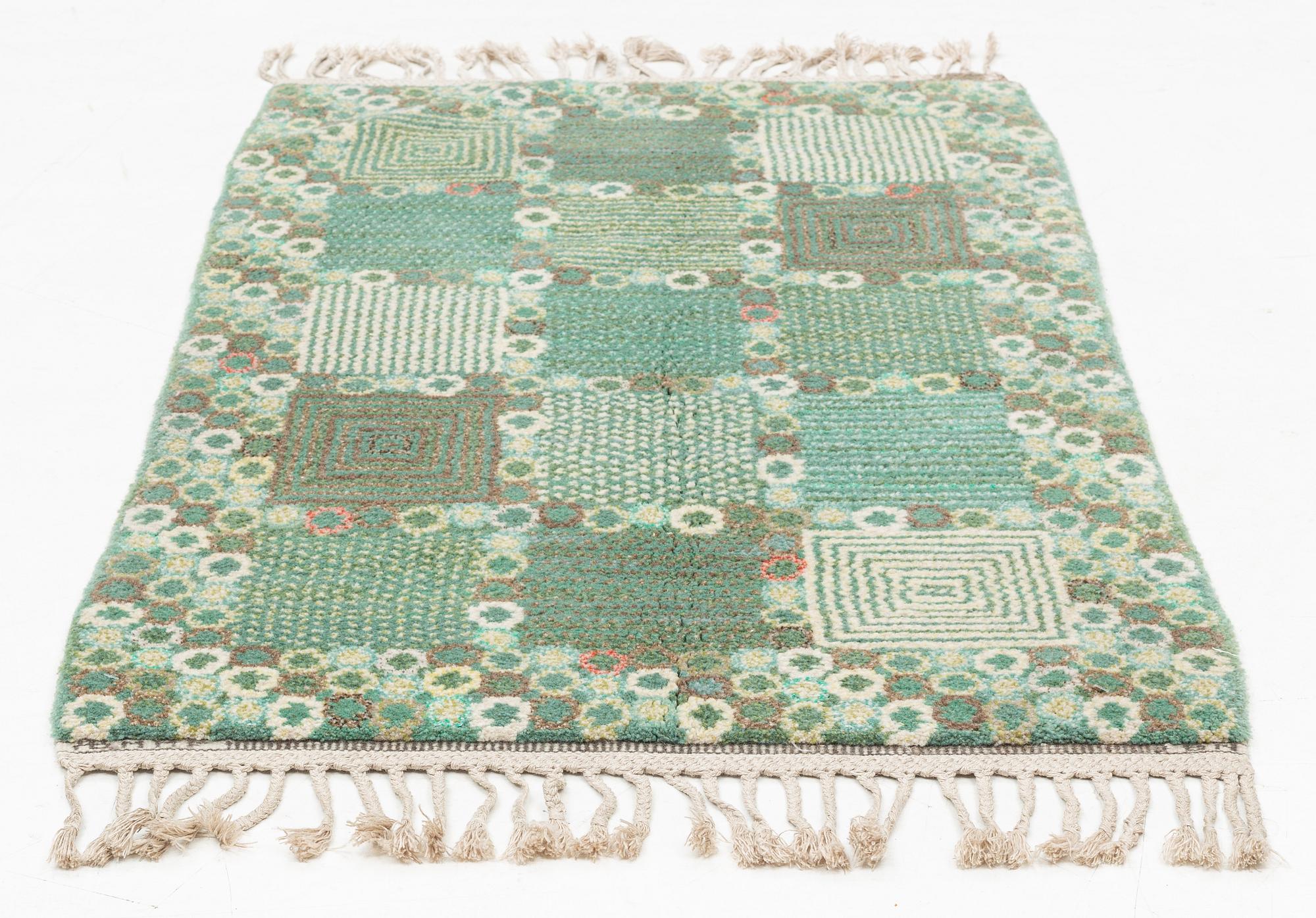 Barbro Nilsson, a carpet, "Gröningen ljus", knotted pile, ca 129 x 74 cm, signed AB MMF BN.