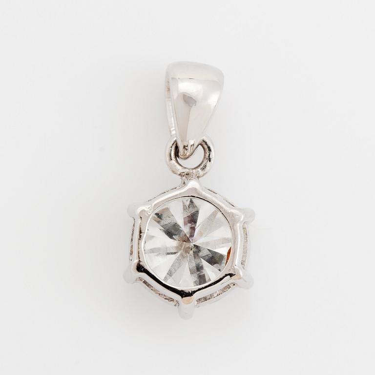 An 18K white gold pendant set with a round brilliant-cut diamond 1.16 ct D if (internally flawless).